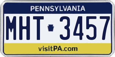 PA license plate MHT3457