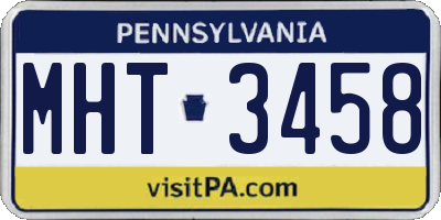 PA license plate MHT3458