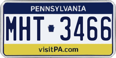 PA license plate MHT3466