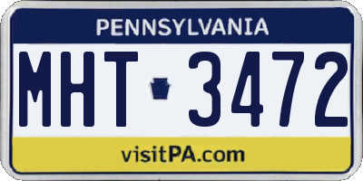 PA license plate MHT3472