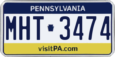 PA license plate MHT3474