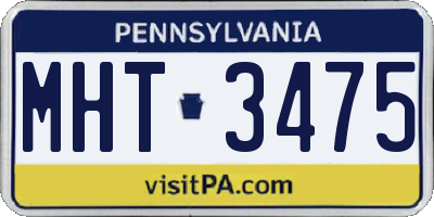 PA license plate MHT3475