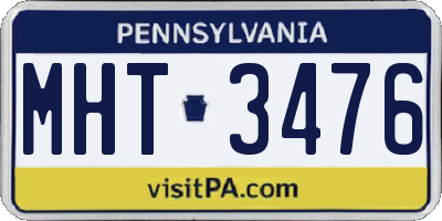 PA license plate MHT3476