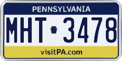 PA license plate MHT3478