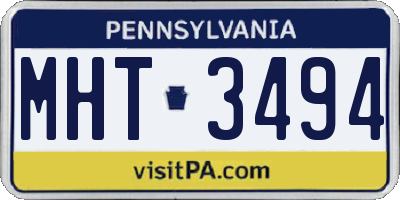 PA license plate MHT3494