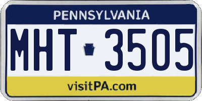 PA license plate MHT3505