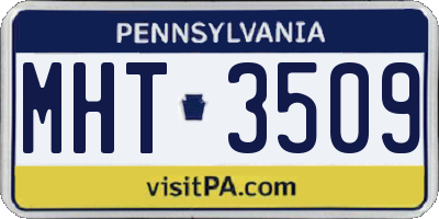 PA license plate MHT3509