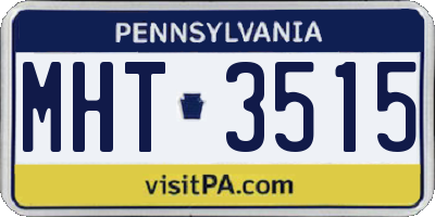 PA license plate MHT3515