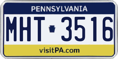 PA license plate MHT3516