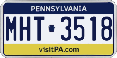 PA license plate MHT3518