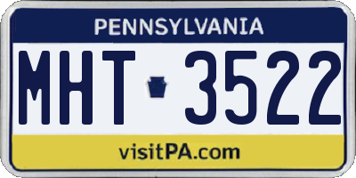 PA license plate MHT3522