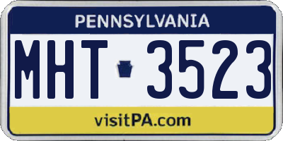 PA license plate MHT3523