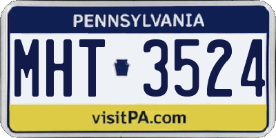 PA license plate MHT3524