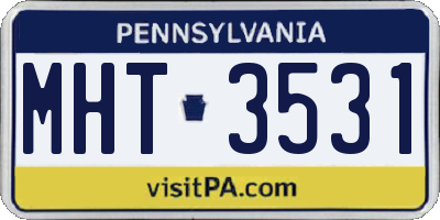 PA license plate MHT3531