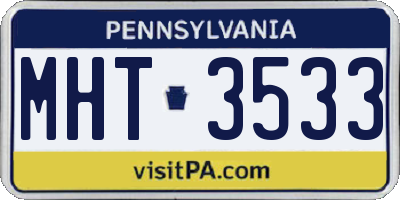 PA license plate MHT3533