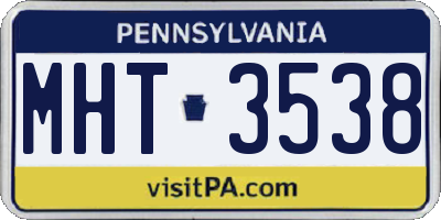 PA license plate MHT3538