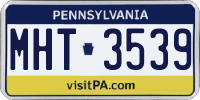 PA license plate MHT3539