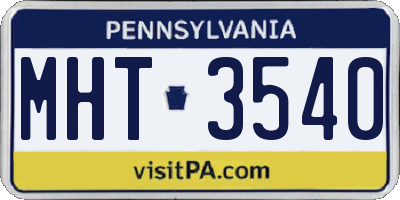 PA license plate MHT3540