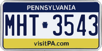 PA license plate MHT3543