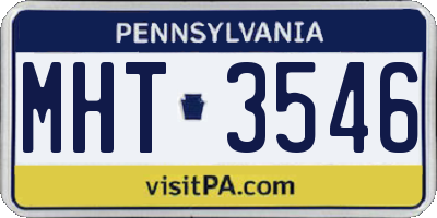 PA license plate MHT3546