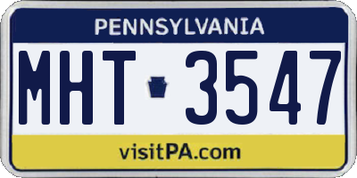 PA license plate MHT3547