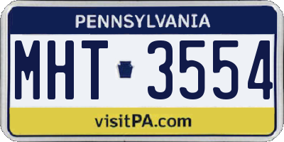 PA license plate MHT3554