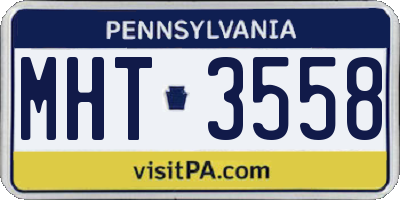 PA license plate MHT3558