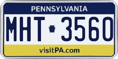 PA license plate MHT3560