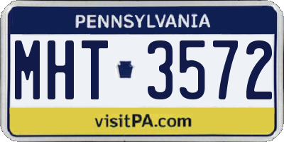 PA license plate MHT3572