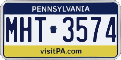PA license plate MHT3574