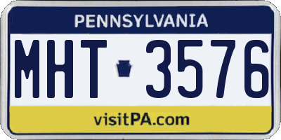 PA license plate MHT3576