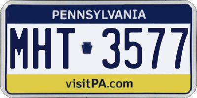 PA license plate MHT3577