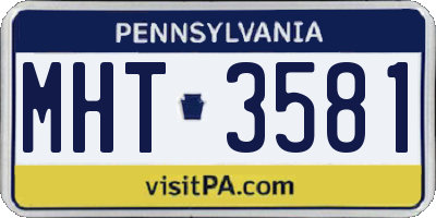 PA license plate MHT3581