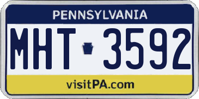 PA license plate MHT3592