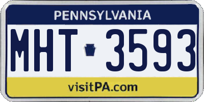 PA license plate MHT3593