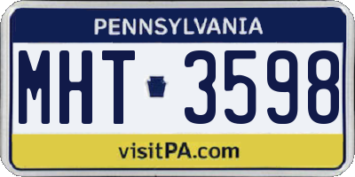 PA license plate MHT3598