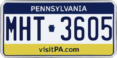 PA license plate MHT3605