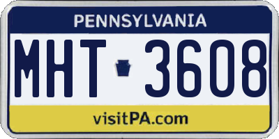 PA license plate MHT3608