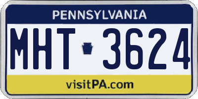 PA license plate MHT3624