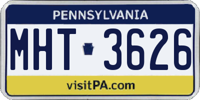 PA license plate MHT3626