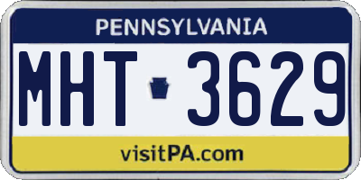 PA license plate MHT3629