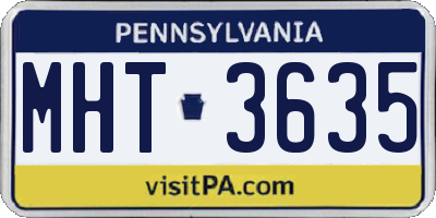 PA license plate MHT3635