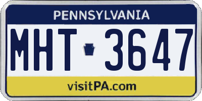 PA license plate MHT3647