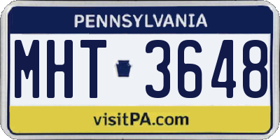 PA license plate MHT3648