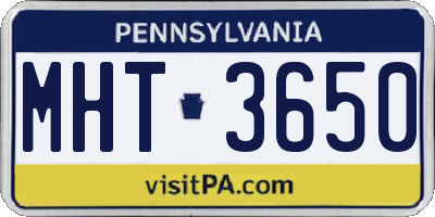 PA license plate MHT3650