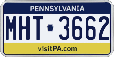 PA license plate MHT3662