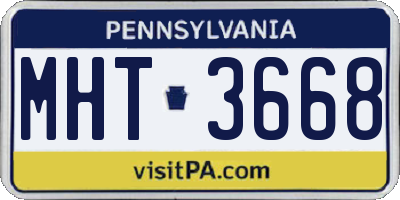 PA license plate MHT3668