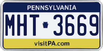 PA license plate MHT3669