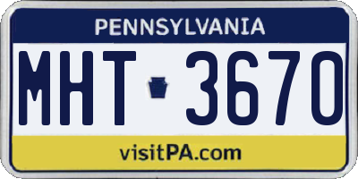 PA license plate MHT3670