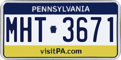 PA license plate MHT3671